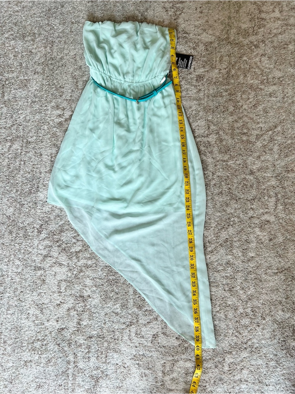 Express Mint Strapless Chiffon Dress with Belt Accent | Women’s XS - Picture 12 of 16